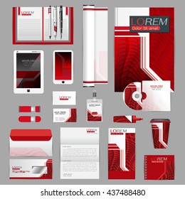 Red Classic Corporate Identity Template Design Stock Vector (Royalty ...