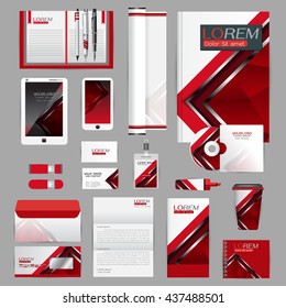 White identity template with blue origami elements. Vector company style for brandbook guideline and Pens mugs CDs books business cards letterhead flag Card Portfolio employees Tablet