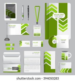 White identity template with origami elements. Vector company style for brandbook guideline and Pens mugs CDs books business cards letterhead flag Card Portfolio employees Tablet
