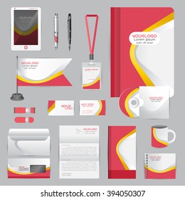 White identity template with origami elements. Vector company style for brandbook guideline and Pens mugs CDs books business cards letterhead flag Card Portfolio employees Tablet