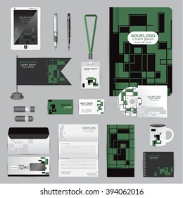 White identity template with origami elements. Vector company style for brandbook guideline and Pens mugs CDs books business cards letterhead flag Card Portfolio employees Tablet