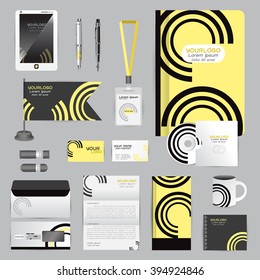 White identity template with origami elements. Vector company style for brandbook guideline and Pens mugs CDs books business cards letterhead flag Card Portfolio employees Tablet