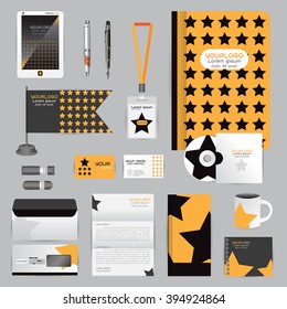 White identity template with origami elements. Vector company style for brandbook guideline and Pens mugs CDs books business cards letterhead flag Card Portfolio employees Tablet