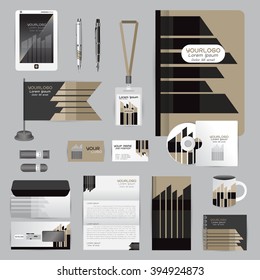 White identity template with origami elements. Vector company style for brandbook guideline and Pens mugs CDs books business cards letterhead flag Card Portfolio employees Tablet