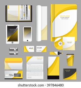 White identity template with origami elements. Vector company style for brandbook guideline and Pens mugs CDs books business cards letterhead flag Card Portfolio employees Tablet