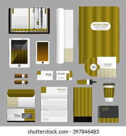 White identity template with origami elements. Vector company style for brandbook guideline and Pens mugs CDs books business cards letterhead flag Card Portfolio employees Tablet