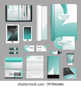 White identity template with origami elements. Vector company style for brandbook guideline and Pens mugs CDs books business cards letterhead flag Card Portfolio employees Tablet