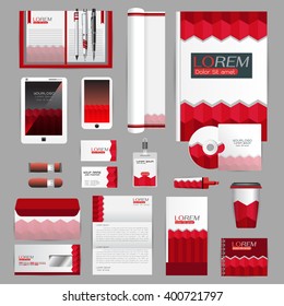 White identity template with origami elements. Vector company style for brandbook guideline and Pens mugs CDs books business cards letterhead flag Card Portfolio employees Tablet