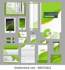 White identity template with origami elements. Vector company style for brandbook guideline and Pens mugs CDs books business cards letterhead flag Card Portfolio employees Tablet