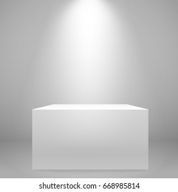 White illuminated wide stand. Vector mockup