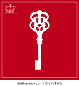 White Illustration of vintage Key - vector 
