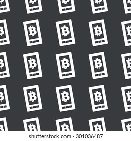 White image of bitcoin symbol on smartphone screen repeated on black background