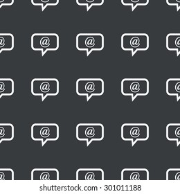 White image of chat bubble with at-sign repeated on black background