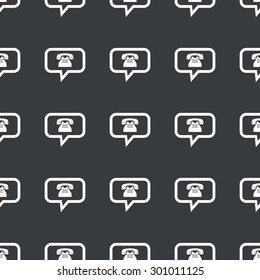 White image of chat bubble with old phone repeated on black background