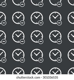 White image of clock and minus repeated on black background