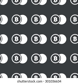 White image of coin with bitcoin symbol repeated on black background