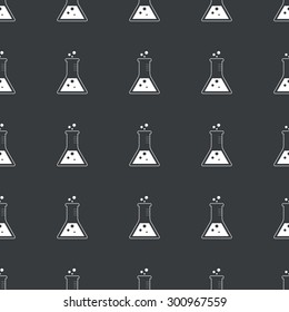 White image of conical flask repeated on black background