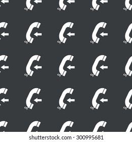 White image of phone receiver and left arrow repeated on black background