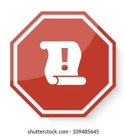 White Important Information icon on red stop sign web app