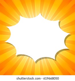 White impress cloud template on Orange abstract background with start burst concept