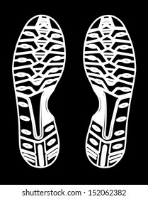 white imprint soles shoes vector isolated on black background - sneakers 