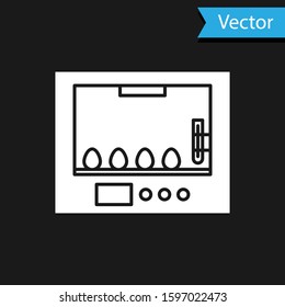 White Incubator for eggs icon isolated on black background.  Vector Illustration