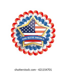 White independence day background design with US-Flag golden star. Eps 10 vector file.