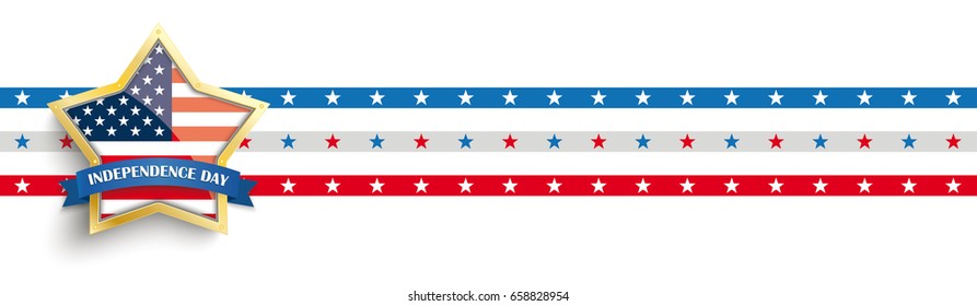 White independence day background design whith US-Flag golden star. Eps 10 vector file.