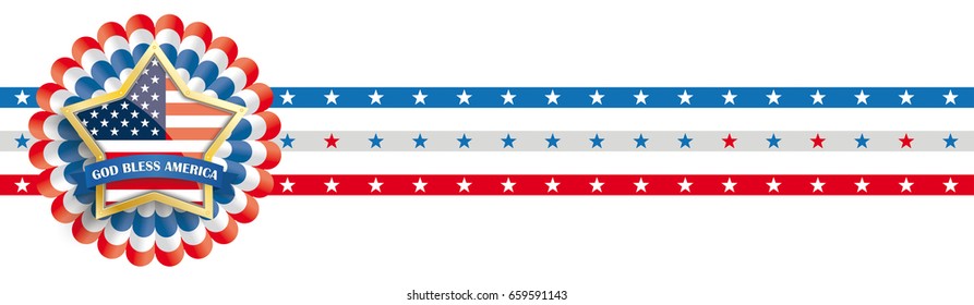 White independence day background design whith US-Flag golden star. Eps 10 vector file.