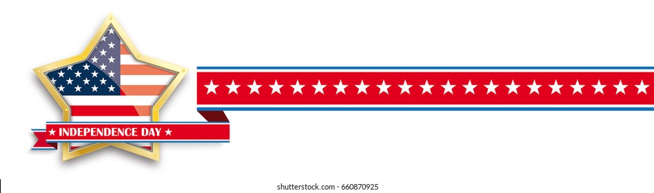 White independence day background design whith US-Flag golden star. Eps 10 vector file.