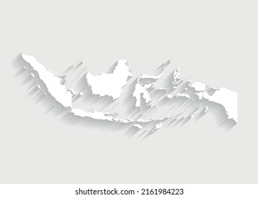 White Indonesia map on gray background, vector, illustration, eps 10 file