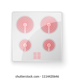 White induction cooking panel