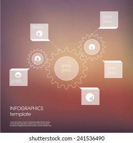 White industrial background infographic template with transparent elements and set of icons for business presentation. Eps10 vector illustration