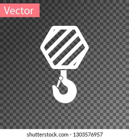White Industrial hook icon isolated on transparent background. Crane hook icon. Vector Illustration
