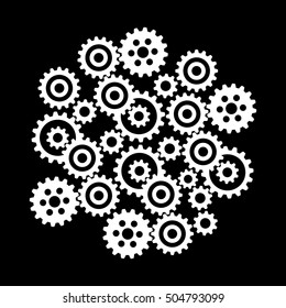 White industrial icon on black background     
