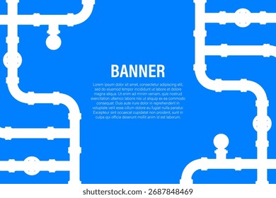 Rede de tubos industriais brancos criando banner de conexão