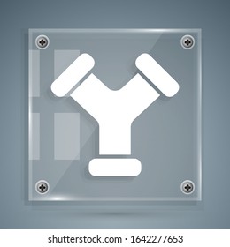 White Industry metallic pipe icon isolated on grey background. Plumbing pipeline parts of different shapes. Square glass panels. Vector Illustration