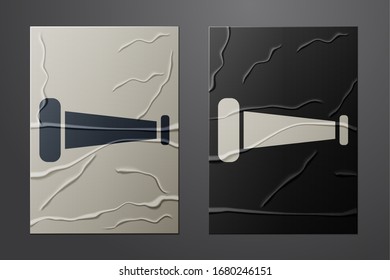 White Industry metallic pipe icon isolated on crumpled paper background. Plumbing pipeline parts of different shapes. Paper art style. Vector Illustration