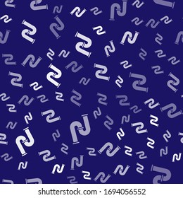 White Industry metallic pipe icon isolated seamless pattern on blue background. Plumbing pipeline parts of different shapes.  Vector Illustration