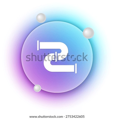 White Industry metallic pipe icon isolated on white background. Plumbing pipeline parts of different shapes. Blue and purple gradient circle background. Vector