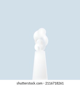 Tubo de la industria blanca con nubes blancas de humo. Contaminación atmosférica por CO2. Concepto neutral de carbono.