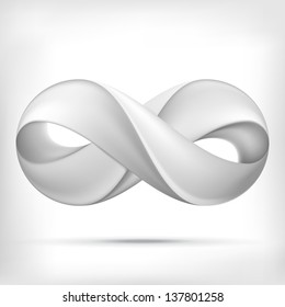 White infinity loop logo symbol template. Infinity spiral sign isolated on white background.