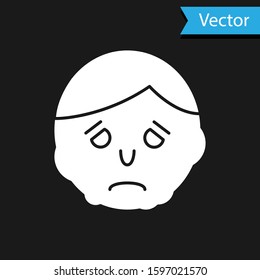 White Inflammation on face icon isolated on black background.  Vector Illustration