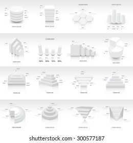 White infographic 3d Graph template Vector
