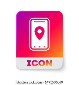 White Infographic of city map navigation icon isolated on white background. Mobile App Interface concept design. Geolacation concept. Rectangle color button. Vector Illustration