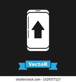 White Infographic of city map navigation icon isolated on black background. Mobile App Interface concept design. Geolacation concept.  Vector Illustration