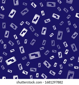 White Infographic of city map navigation icon isolated seamless pattern on blue background. Mobile App Interface concept design. Geolacation concept.  Vector Illustration