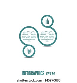 White infographic with green circles. Vector eps 10.