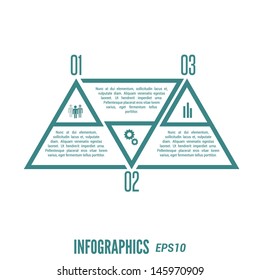 White infographic with green triangles. Vector eps 10