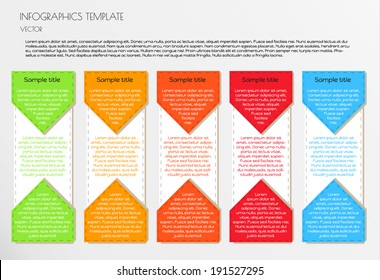 white infographic template with five color elements